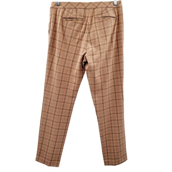 J. Jill Premium Bi-Stretch Plaid Tan Beige Casual Work Pants Women's Sz 8 Tall - Picture 2 of 10